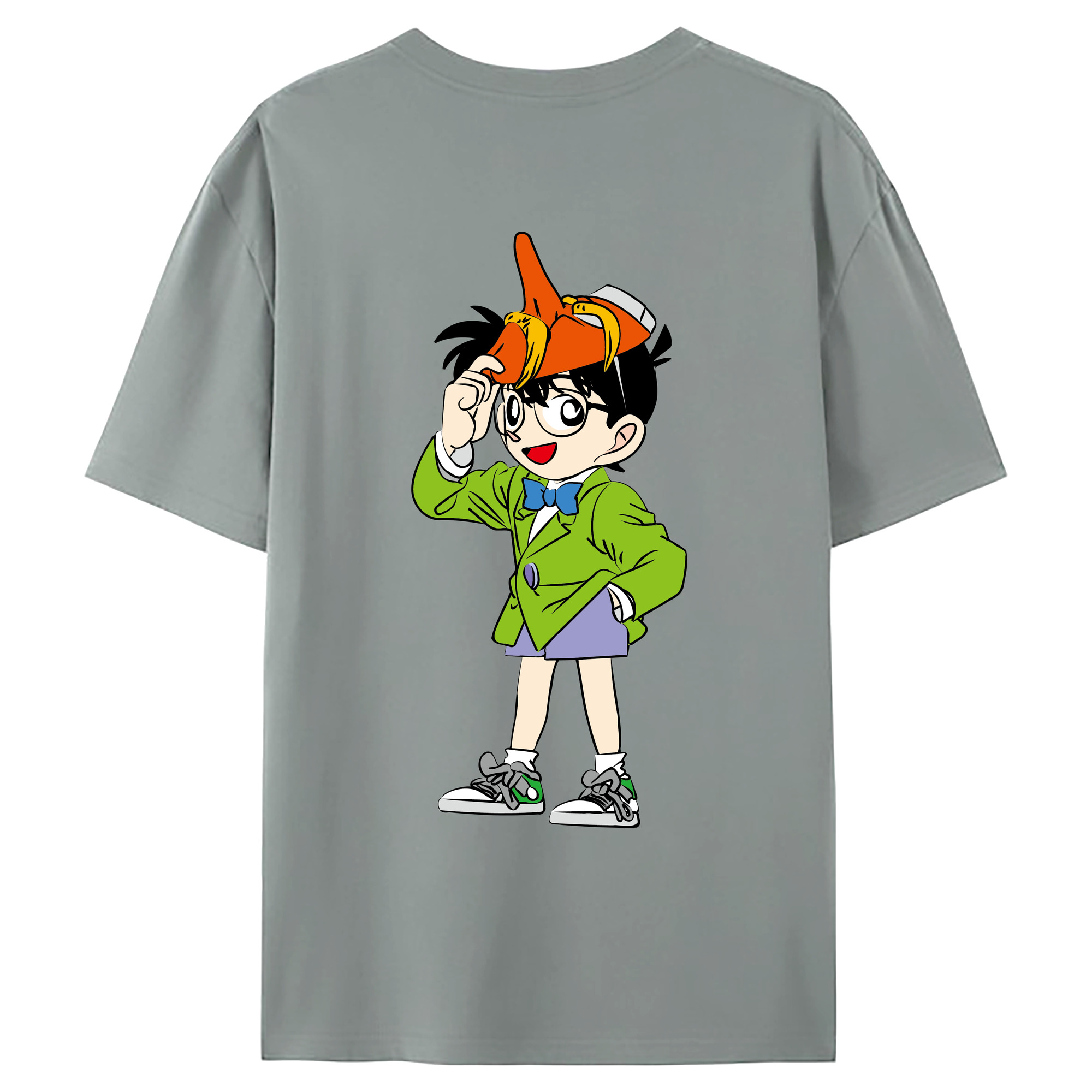 （画像用） 名探偵コナン 江戸川 コナン Detective Conan Conan Edogawa 綿100％ メンズ半袖Tシャツ（バックプリント） 通気性